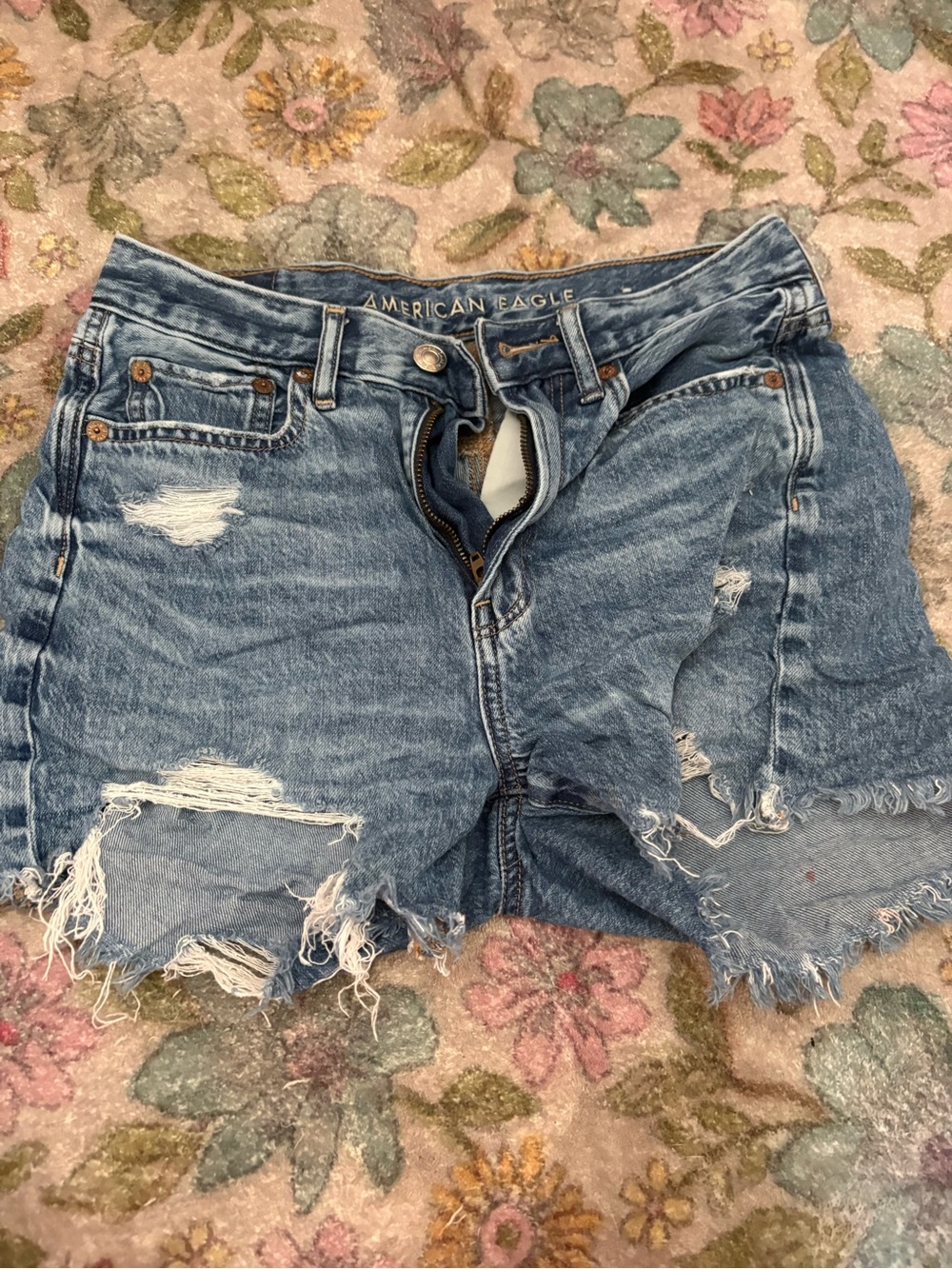 American Eagle Outfitters Distressed Light Blue Denim Cutoff Shorts